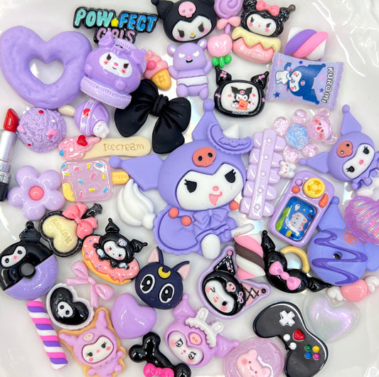 Kawaii purple charm set