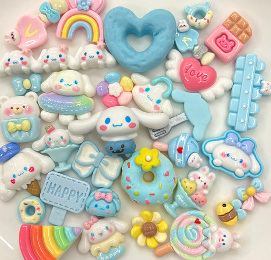 Kawaii light blue charm set
