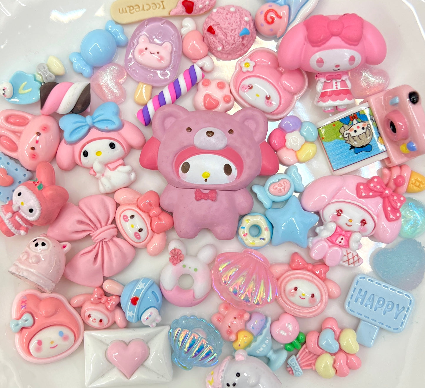 Kawaii pink charm set